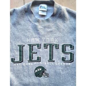 New York Jets 90s PRO PLAYER pullover sweatshirt M gray Helmet NFL football vtg